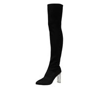 Women's Winter Fashion Plain Knitted Overknee Boots Warm and Comfortable Boots Red Black Ladies, black, 7 UK