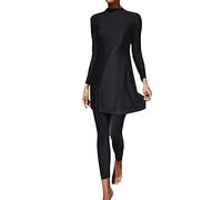 Women's Winter Fashion Top Blouse Sweatshirts Women Summer Burkini Muslim Swimwear Female Two Piece Set Swimsuit Long Sleeve Beach Swimming Suit With Folds Swimsuit Shorts Set Black