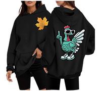 Women's Winter Fashionable Thanksgiving Sunglasses Green Chicken Maple Leaf Print Hoodie, black, S
