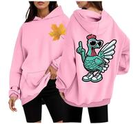 Women's Winter Fashionable Thanksgiving Sunglasses Green Chicken Maple Leaf Print Hoodie, pink, S