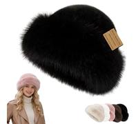 Women's Winter Faux Fur Bucket Hat, Fluffy Plush Thick Warm Stylish Ear Cover Hat, Lightweight No-Shed for Ski, Daily Wear (UK, Alpha, One Size, Black)