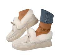 Women's Winter Flat Boots 2026,Fashion Casual Warm Fur Lined Slip On Ankle Snow Boots Comfortable Round Toe Lightweight Non-Slip Flat Loafers Fall Winter Outdoor Walking Short Booties Khaki