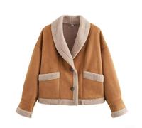 Women's Winter Fleece Cardigan Jacket Long Sleeve Plush Warm Turn-Down Collar Loose Solid Outerwear Coat for Autumn Street Casual Khaki Black Green White(L Khaki)