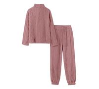 Womens Winter Fleece Pyjamas Set - Ladies Plush Soft Check Pyjamas Warm Teddy Bear Fleece Pj'S - Fall Winter Outfits Warm Cozy Pajama Sets Indoors Living Room Lounge Suites Sleepwear Sets White