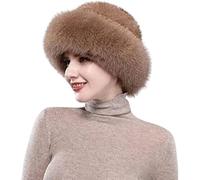 Women's Winter Furry Hat,Women's Faux Fur Hat,Warm Comfy Fleece Beanie, Russian Style Furry Bucket Hats,Winter Warm Thermal Hat for Ladies Girls,Vintage Cloche Hat Fisherman Cap (Dark Khaki, One Size)