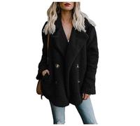 Women's Winter Fuzzy Fleece Coat Teddy Bear Sherpa Jacket Long Sleeve Lapel Faux Shearling Shaggy Shacket Jacket (01, L)
