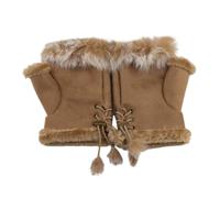 Women's winter half finger warm gloves, artificial fur fingerless gloves, skiing, motorcycle, bicycle, car, hiking, skiing, camping, Christmas birthday gift (khaki)