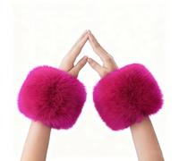 Women's Winter Imitation Hand Cuff Sleeves With Thickened Like Plush Warm Windproof Wrist Protectors Workout Skiing Running Sports Party Daily Life (Hot Pink, One Size)