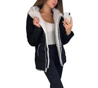 Women's Winter Jacket Sherpa Lined Parka Casual Long Sleeve Fleece Padded Coats Warm Thicken Ski Jacket for Women (black,XL)