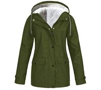 Women's Winter Jacket Warm, Raincoat Women's Fleece Waterproof Functional Jacket Weather Jacket Coat Buttons Hooded Jacket Jogging Comfortable Fleece Jacket Thick Cuddly Jacket Plain Rain Jacket