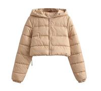 Women's Winter Jackets UK Clearance Women's Puffer Coat Lightweight Down Jacket Warm Cropped Puffer Jacket Winter Coats Full Zip Hooded Down Coat Baggy Outwear with Pockets