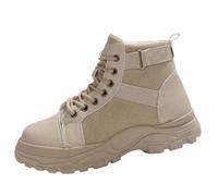Women's Winter Keep Warm Plush Deer Prints Flat Round Toe Lazy Suede Shoes Boots aterproof Ankle Boots Women (White, 8.5)