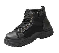 Women's Winter Keep Warm Plush Deer Prints Flat Round Toe Lazy Suede Shoes Boots aterproof Ankle Boots Women (Black, 7.5)