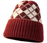 Women's Winter Knit for beanie Hat, Soft Double-Layer Chenille Warm Cap | with Ear Protection, Oversized Striped Color Block Slouchy Style for Cold Weather, Beige