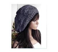 Womens Winter KNITTED Beanie Hat DARK GREY