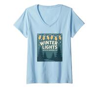 Womens Winter Lights Shirt Wichita Gardens Christmas Light Trail V-Neck T-Shirt