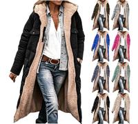 Womens Winter Long Jacket Reversible Warm Fleece Sherpa Puffer Coats | Two Sided Faux Fur Quilted Jackets Oversized Longline Zip Up Hooded Coat with Pockets Fashion Casual Outdoor Thermal Parka