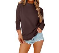 Women's Winter Oversize Long Sleeve Shirt Women's Cotton Loose Warm Thermal Shirt Soft Comfortable Undershirt Thickened Fashionable Vests Top Fleece Knitted Jumper Sweatshirt, brown, 5XL