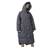 Women's Winter Oversized Warm Duck Down Coat Long Down Warm Jacket Hooded Cocoon Style Thick Warm Parkas gray L