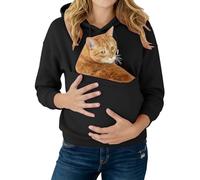 Women's Winter Pet Pouch Hoodies Men Small Pet Carrier Kangaroo Sweatshirt Hoodies Solid Drawstring Dog Cat Pouch Baggy Sweatshirts Long Sleeve Big Kangaroo Pocket Pullovers Classic Leisurewear Black