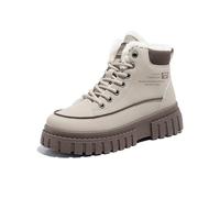 Women's Winter Platform Lace-Up Ankle Boots with Fleece Lining for Extreme Cold Waterproof Snow Boots with Non-Slip Rubber Sole Comfortable Warming Work Boots, Winter Boots Women, 02 Khaki, 4 UK
