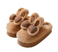 Women's Winter Plush Warm Slippers Cute Rabbit Ears Fluffy Mother Girls Slipper Cozy Memory Foam Soft Slides Fuzzy Full Slip On Indoor Bedroom Mule Shoes (Brown, 40-41)