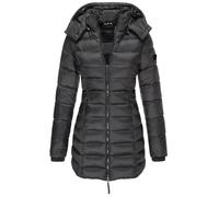 Womens Winter Puffer Coat Lightweight Hooded Down Jacket Ladies Slim Fit Mid Length Puffer Quilted Parka Jacket Overcoat with Hood Gifts for Women,Black,S,uk277a