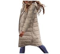 Women's Winter Puffer Padded Coats Quilted Lightweight Hooded Long Jackets Long Sleeve Puffer Padded Jacket Thickened Outerwear Heavyweight Overcoats Longline Cardigan Jacket Parka Coat Sale Clearance
