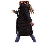 Women's Winter Puffer Padded Coats Quilted Lightweight Hooded Long Jackets Long Sleeve Puffer Padded Jacket Thickened Outerwear Heavyweight Overcoats Longline Cardigan Jacket Parka Coat Sale Clearance