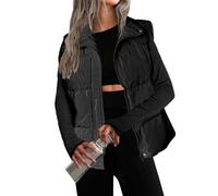 Womens Winter Puffer Vest Lightweight Bubble Quilted Vest Stand Collar Warm Puffy Vest Sleeveless Zip Up Jacket Outerwear Black XX-Large