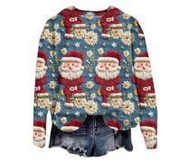 Women's Winter Pullover Without Christmas Print Pullover Crew Neck Long Sleeve Christmas Jumper Christmas Xmas Sweatshirt Festive Teenager Girls Long Sleeve Shirt Jumper Tops Christ Hoodie Short Women