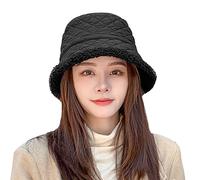 Women's Winter Reversible Bucket Hat - Elegant Plush Fedora Bowler for Ladies and Girls - Lamb Wool Warm Wide Brim Bush Vintage Cloche Church Beanie Cap for Outdoor Skiing