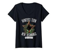 Womens Winter’s Turn New Beginnings Burn Solstice V-Neck T-Shirt