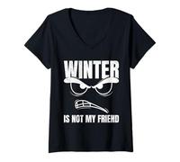 Womens Winter Service Winter is NOT My Friend Snow Plower V-Neck T-Shirt