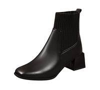 Women's Winter Shoes Platform Boots Fashion Square Heel Ankle Boots Retro Simplicity Softshell Shoes Ultra Comfortable Daily Barefoot Shoes Durable Versatile Shoes, Black, 4 UK