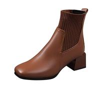 Women's Winter Shoes Platform Boots Fashion Square Heel Ankle Boots Retro Simplicity Softshell Shoes Ultra Comfortable Everyday Barefoot Shoes Durable Versatile Ankle Shoes High Quality, brown, 5 UK