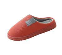 Women's Winter Slippers - Ribbed Slippers, Solid Color Thick Sole Slipper Casual Warm Household Shoes Comfy Wide Fit Corduroy Slipper Loose Anti-Slip House Shoes Winter Red