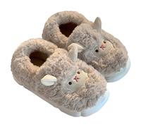 Women's Winter Slippers, Washable Slippers with Footbed, Size 40, Warm | Slippers Flat Soft Sole Winter Slippers Cute Lamb Motif Winter Shoes Foot Bed Cushioning Plush Slippers Outdoor