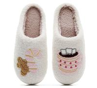 Women's Winter Slippers, Women's Christmas Slippers, European and American Cross-Border Cotton Slippers, Gingerbread Man Design and Warm Chocolate Mug, Winter Slippers.
