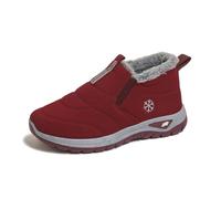 Women's Winter Snow Boots 2026 Fashion Fur Lined Thickened Warm Sneakers with Arch Support Lightweight Air Cushion Memory Foam Trainers Non-Slip Comfort Tennis Walking Shoes for Camping Climbing Red