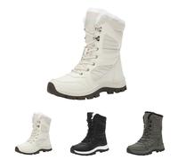 Womens Winter Snow Boots, Fur Lined Thermal Walking Shoes Anti-Slip Waterproof Boot Chunky Sole Slip On Hiking Boots Fuzzy Warm Wide Fit Trekking Booties Ladies Comfortable Ankle Boot