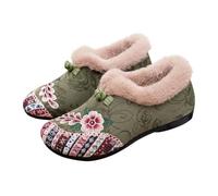 Women's Winter Snow Boots Low Toe Faux Fur Lined Warm Calf Ankle Booties Arch Support Flat Round Toe Biker Shoes 2026 Fashion Tactical Military Platform Trainers Heeled Zipper Footwear Green