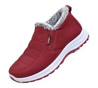 Womens Winter Snow Boots Waterproof - Ankle Boots Faux Fur Lined Warm Women Shoes Flat Memory Foam Orthopedic Sneakers Wide Fit Walking Shoes Stylish and Lightweight for Outdoor Casual Everyday Red
