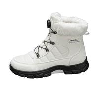 Women's Winter Snow Boots Waterproof Warm Fur Lined Ankle Boots Lace Up Low Chunky Heel Flat Anti-Slip Ladies Outdoor Mid Calf Shoes SKI Walking Trekking Hiking Boot for Women Size 5-10