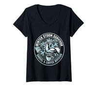 Women's Winter Storm Survivor Shovel Coffee Retro Athletic V-Neck T-Shirt