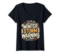 Women's Winter Storm Warning Weather Meteorologist Alert |- V-Neck T-Shirt