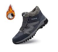 SENGHUI Women's Winter Thermal Villi Leather Platform Fashion High Top Boots,Fleekcomfy Snowy Villi Leather Ankle Boots for Outdoor Walking (Blue,39)