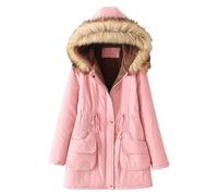 Women's Winter Thicken Military Parka Jacket Sherpa Lined Warm Fleece Cotton Jacket Zip Up With Fur Hood