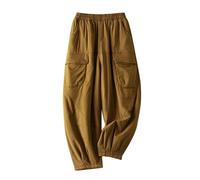 Women's Winter Trousers Elasticated Waist Quilted Padded Harem Pants with Pockets Old Lady Grandma Daily Thermal Warm Baggy Cozy Transition Lounge Pants Thick Warm Trousers Yellow