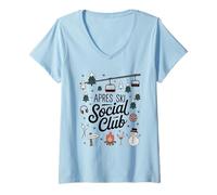 Womens Winter Vibes A pres Ski Social Club Skiing Snow Party V-Neck T-Shirt